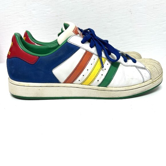 Rare Adidas Superstar Rasta Shoes Red Green Multicolor Sneakers 10.5 Athletic Ca